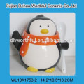 Estatuilla de pingüino promocional condimento de cerámica con cuchara